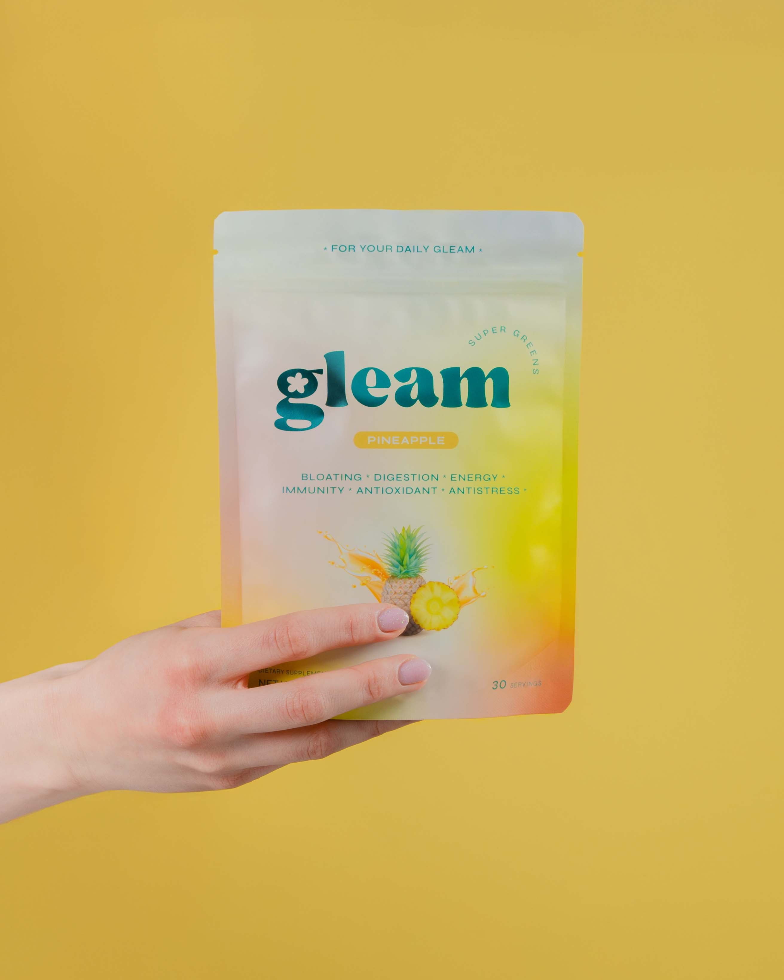 Gleam Supergreens zöld ital por az emésztés és az energiaszint támogatására