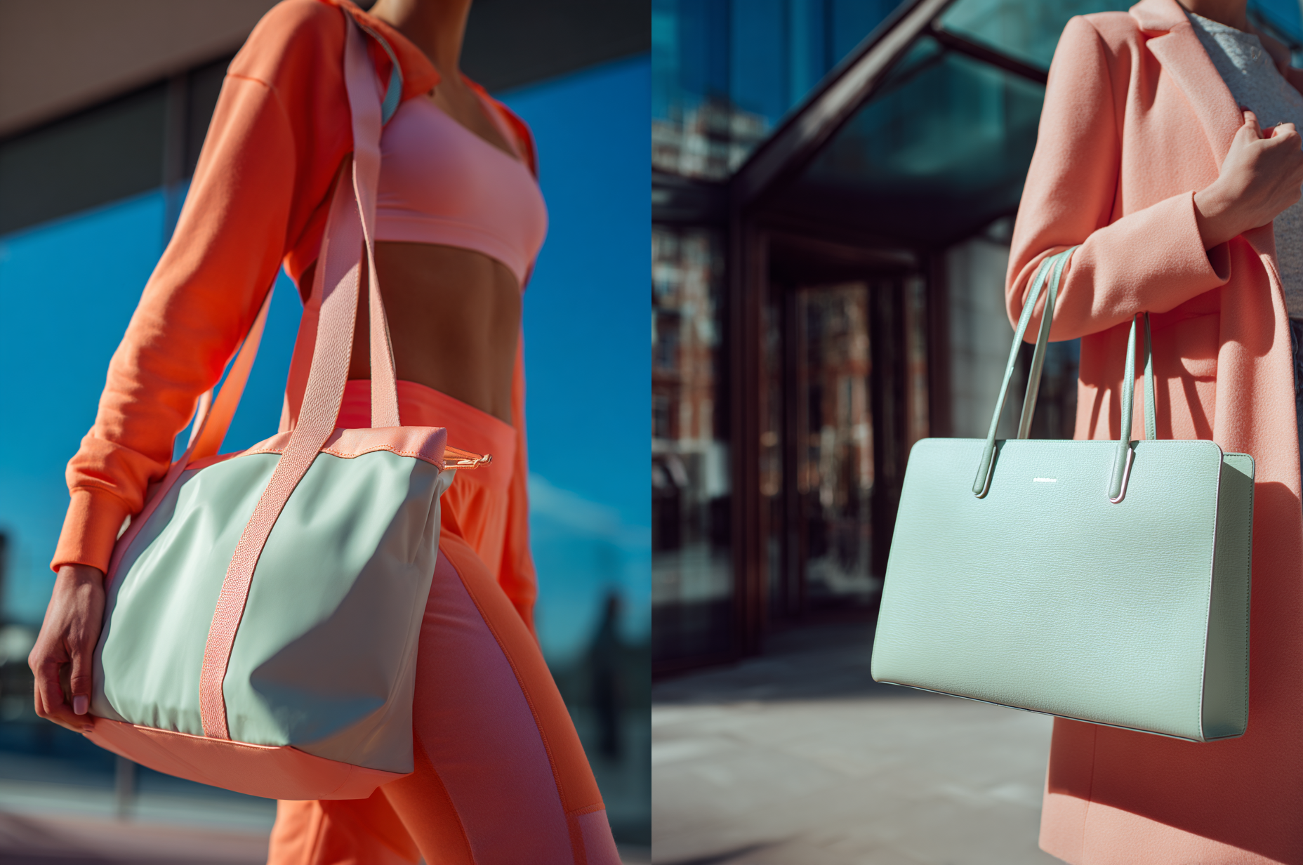 nők táskával útközben egészségtudatos életmóddal és napi Gleam rutinnal